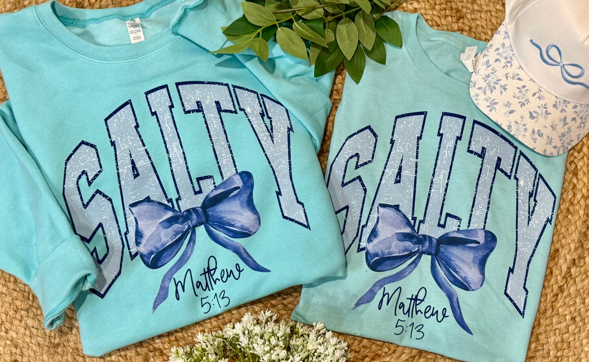 Salty Blue Bow Tee/Sweatshirt