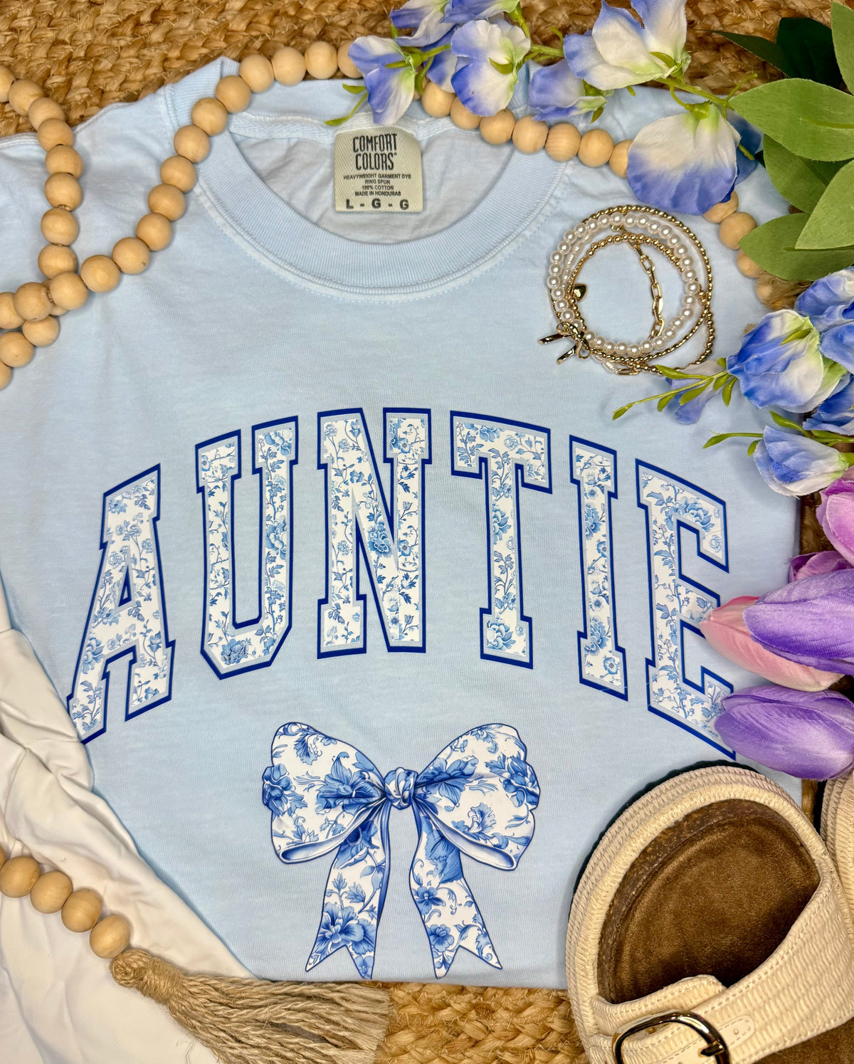 Floral Auntie Bow Tee