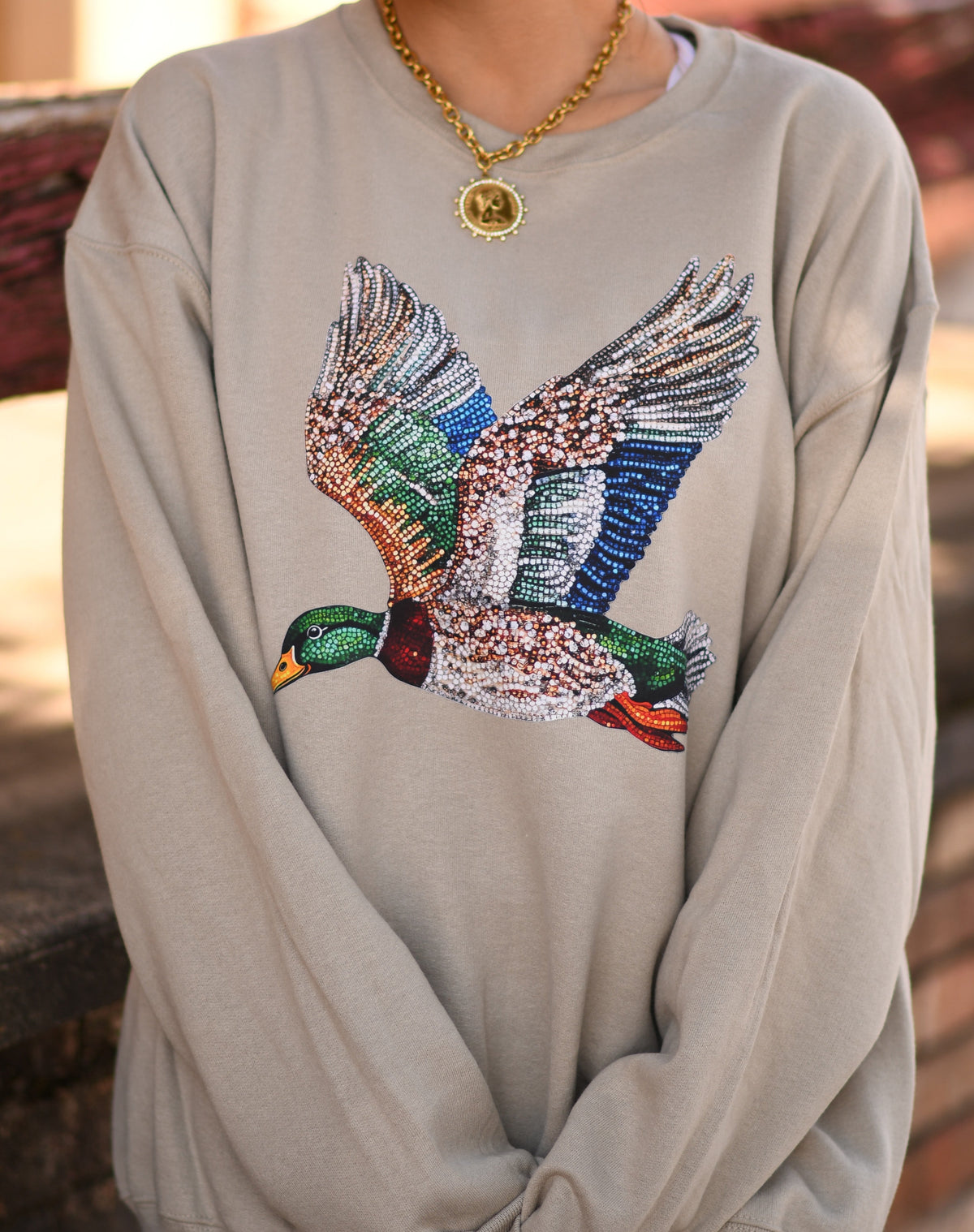 Faux Rhinestone Duck Sweatshirt