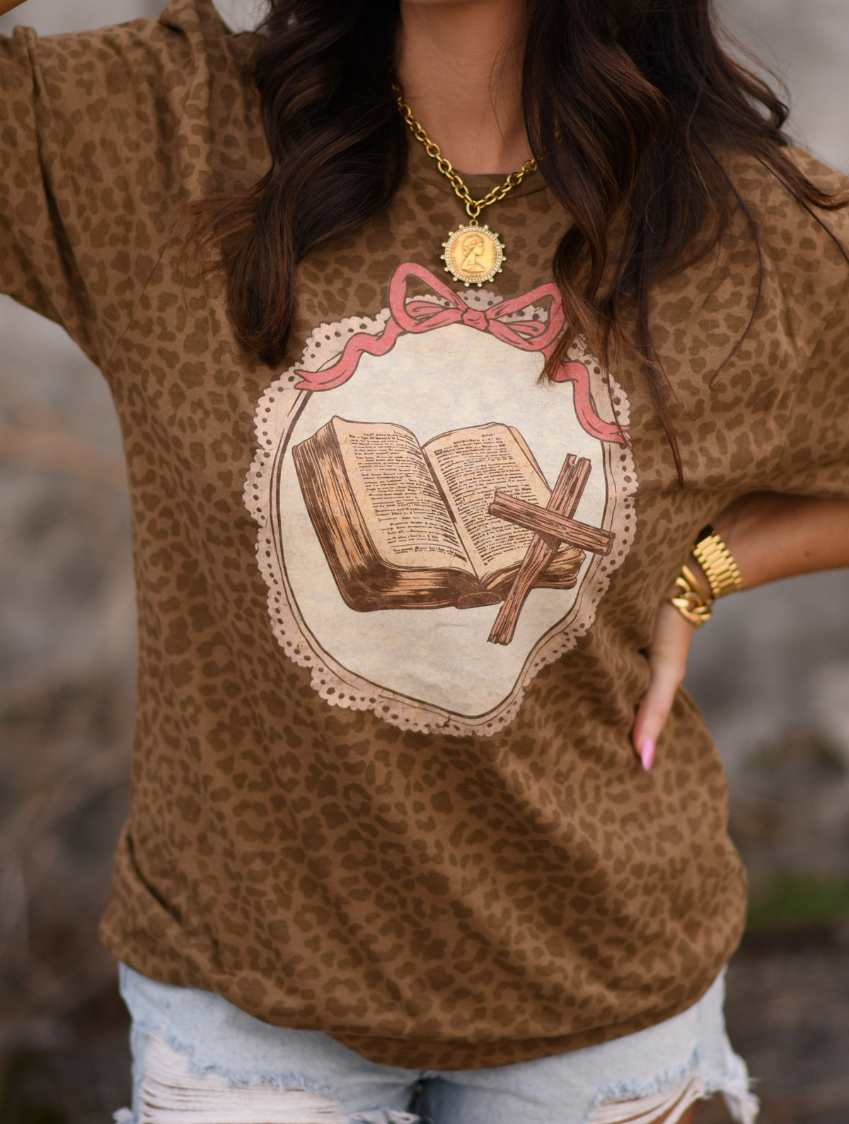 Bible Cross Leopard Tee