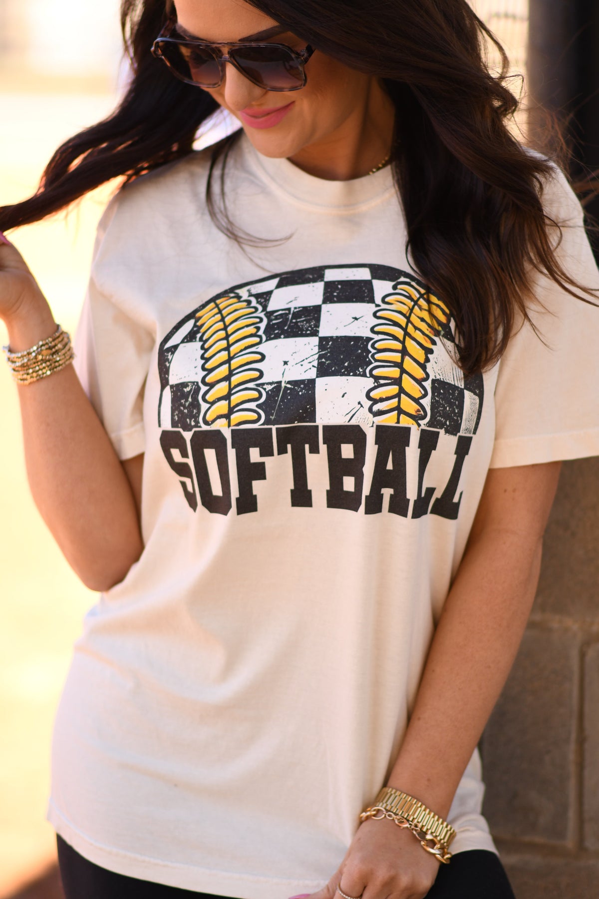 Checkered Softball Tee
