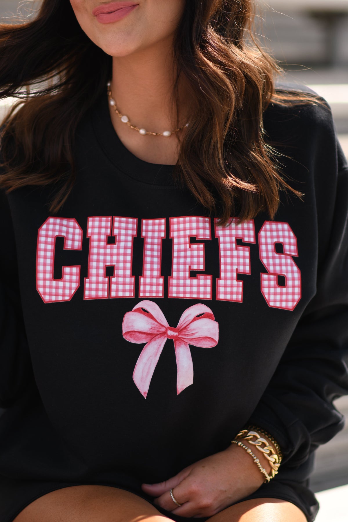 Chiefs Gingham Bow Sweatshirt