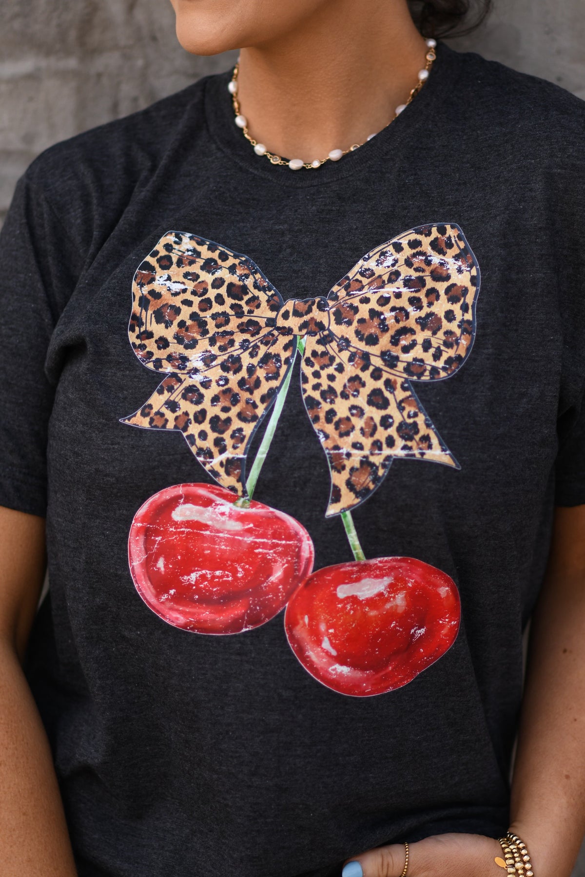 Leopard Bow Cherry Tee