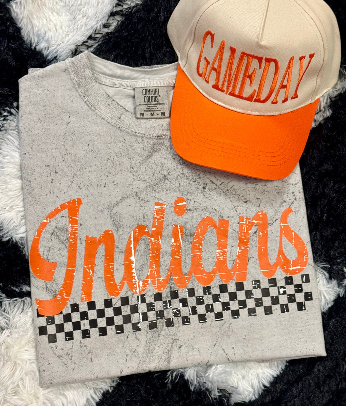 Custom Distressed Checkered Colorblast Tee