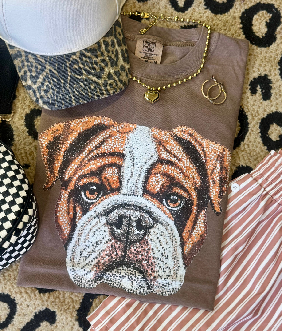 Bulldog Faux Rhinestone Tee