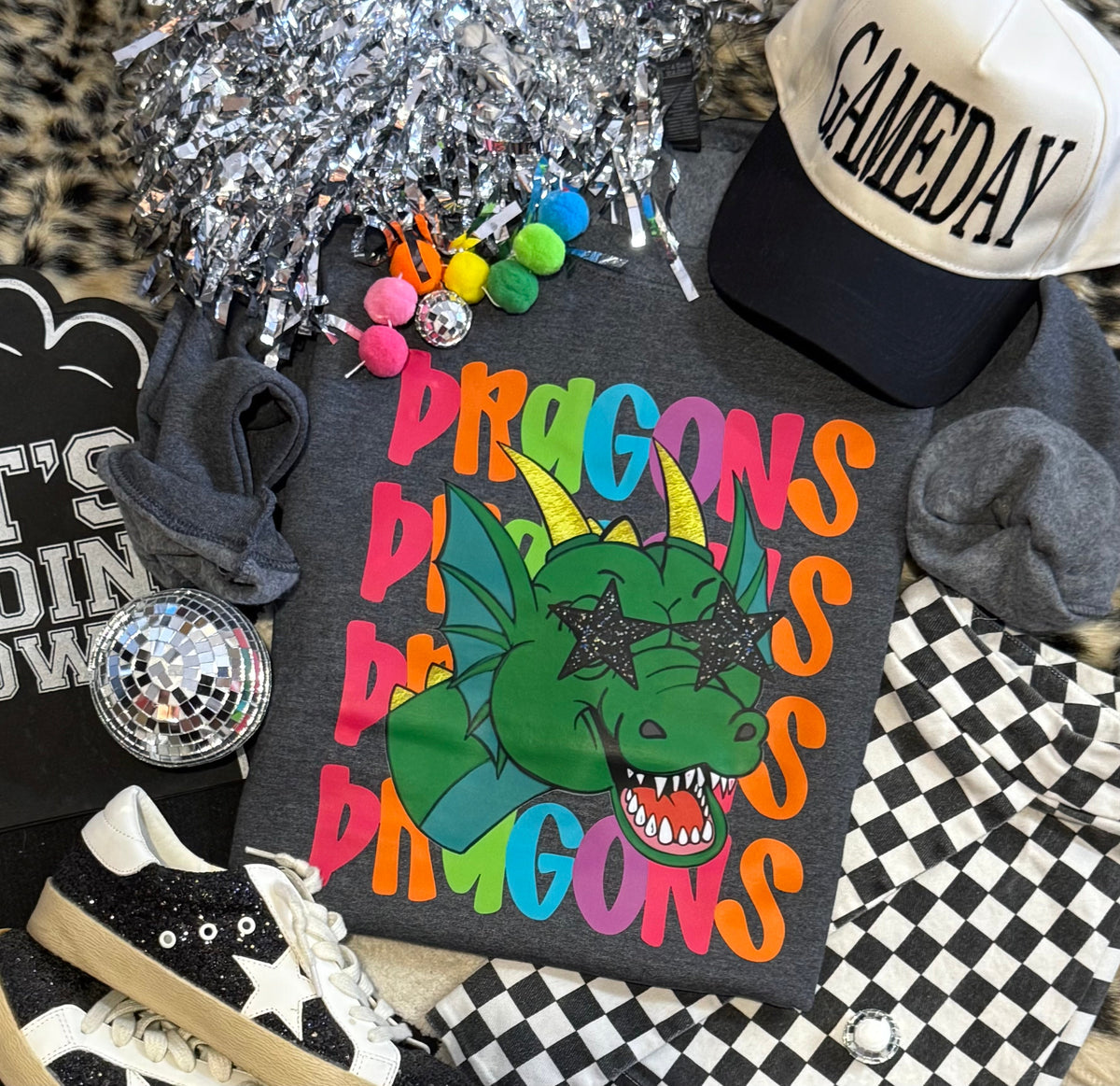 Dragons (Green) Neon Mascot Sweatshirt