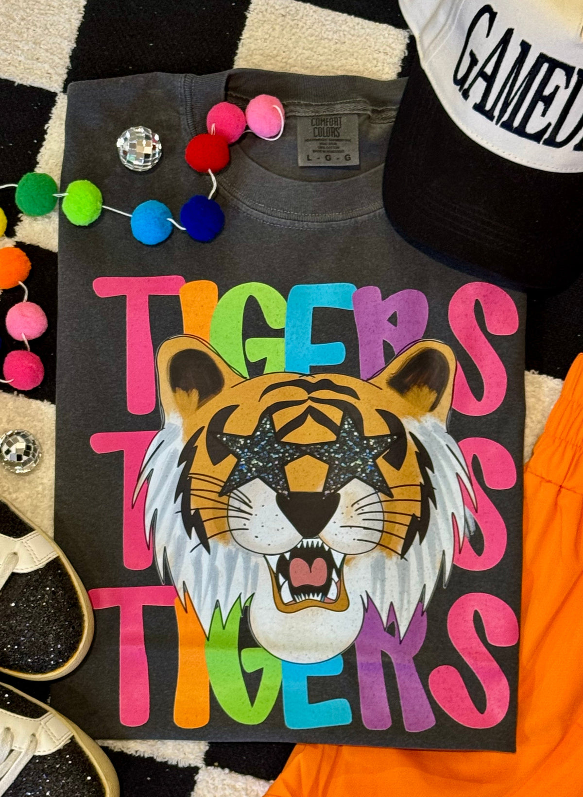 Tigers Neon Mascot Tee
