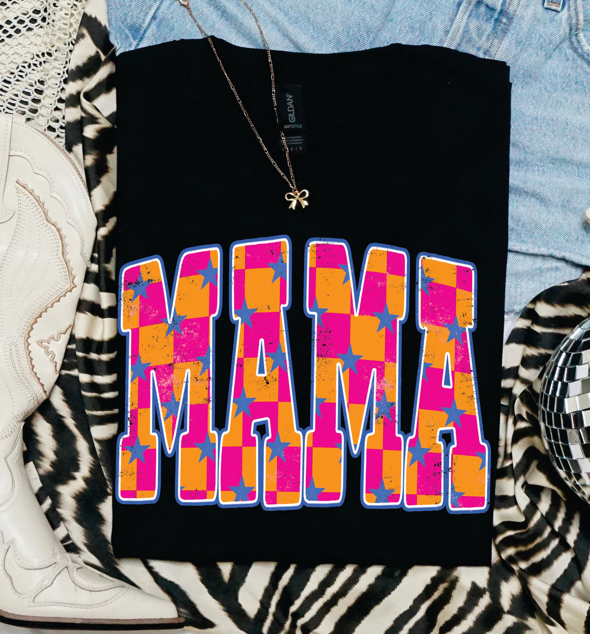 Mama Checkered Stars Tee/Sweatshirt