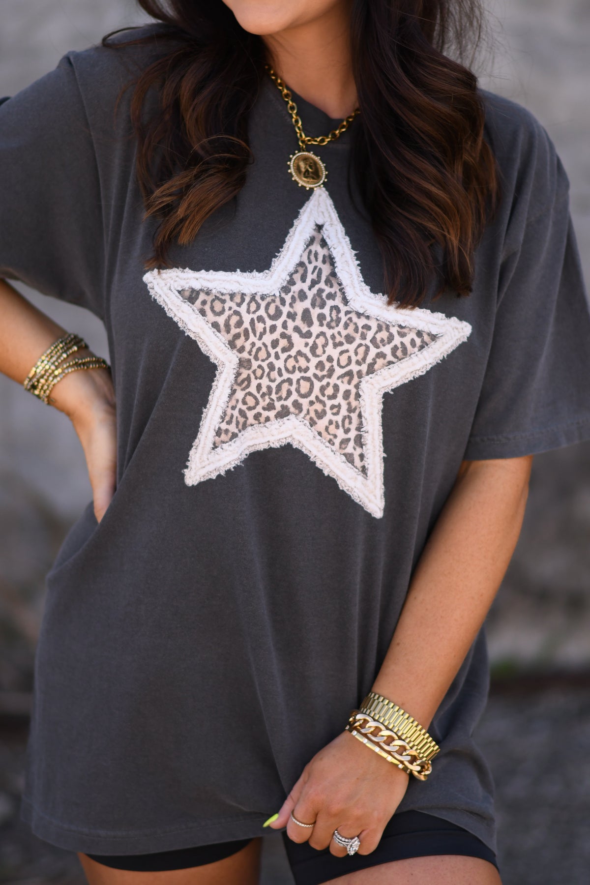 Leopard Star Faux Patch Tee