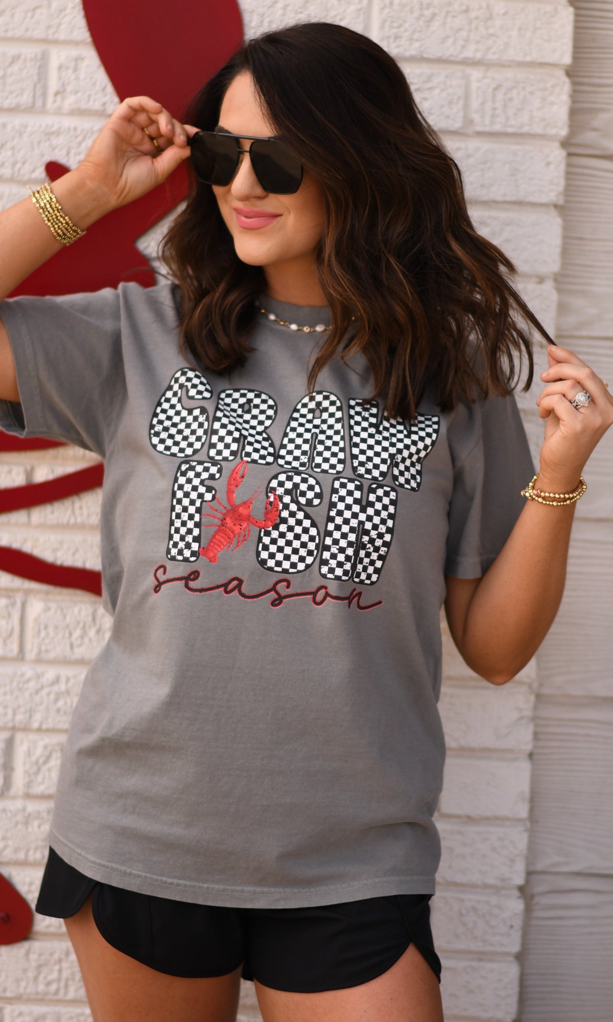 Crawfish Season Checkered Tee