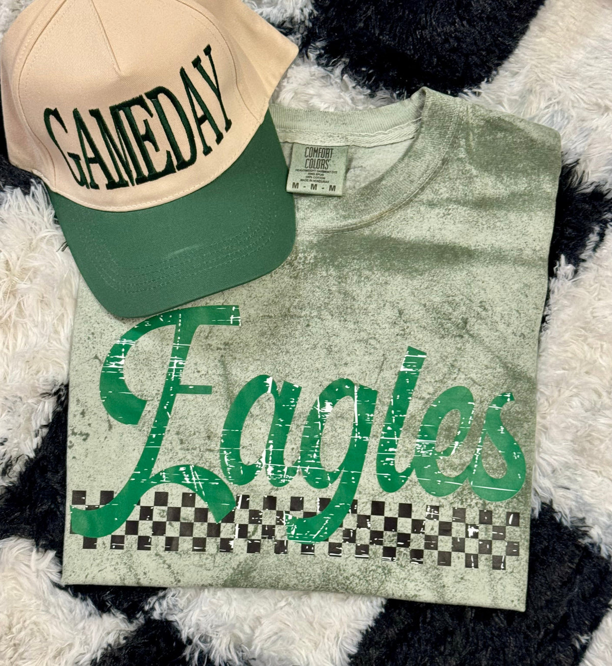 Custom Distressed Checkered Colorblast Tee