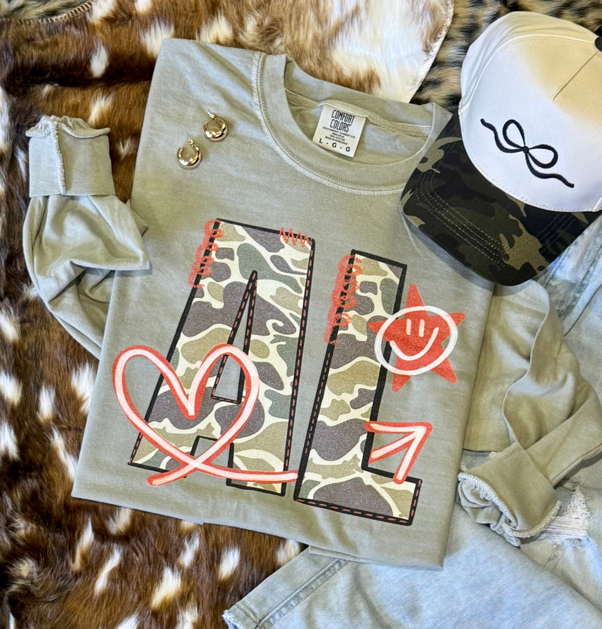 AL Camo Doodle State Tee/Long Sleeve
