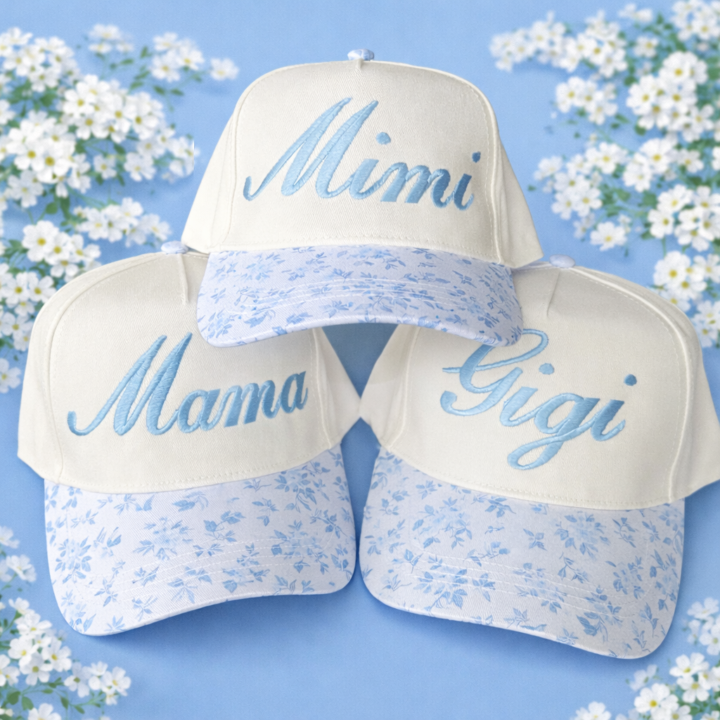 Custom Blue Floral Hats