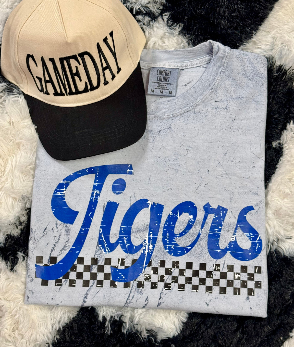 Custom Distressed Checkered Colorblast Tee