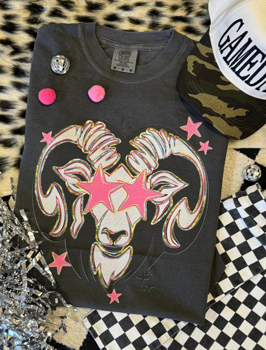 Rams Pink Star Mascot Tee