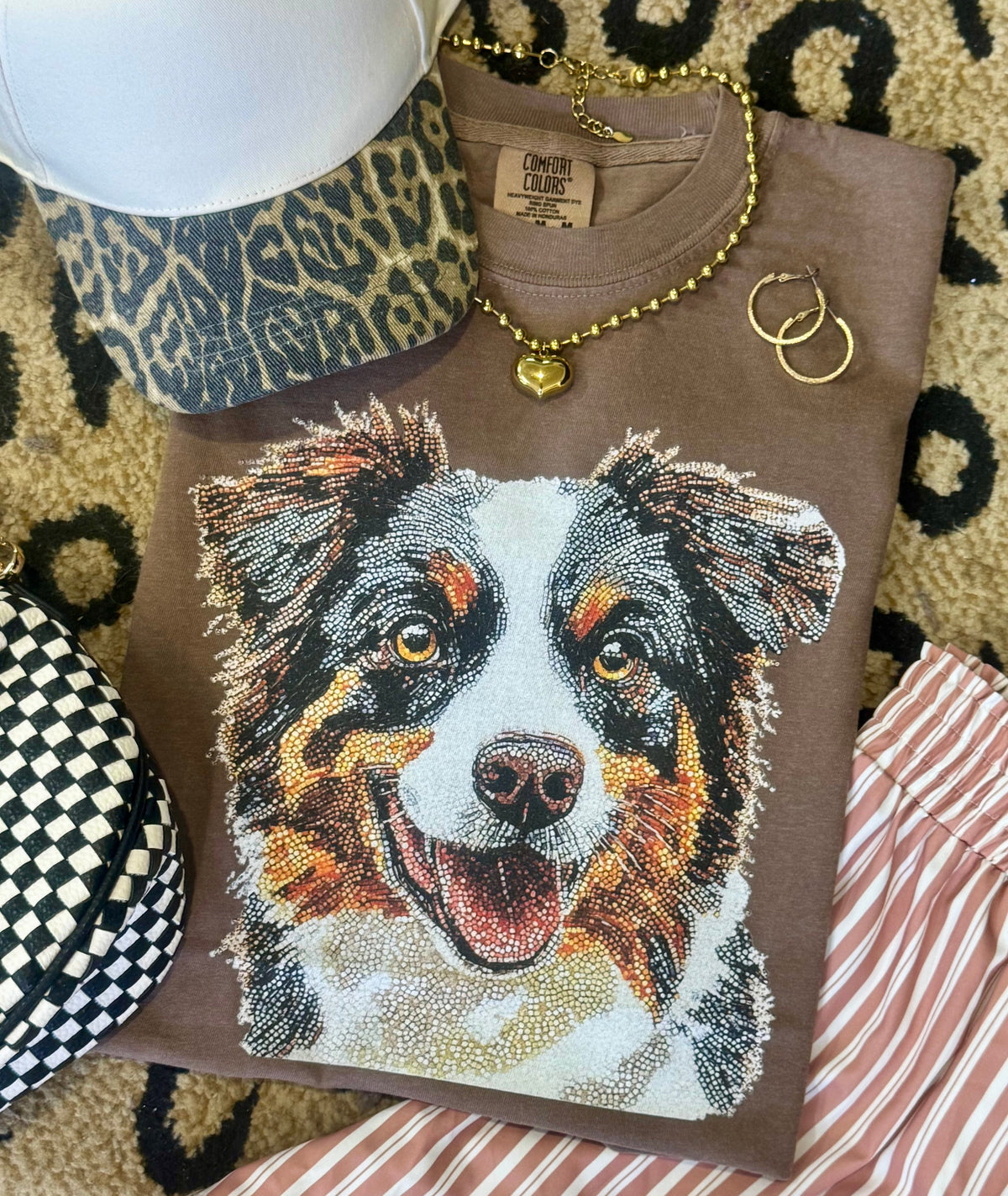 Aussie Faux Rhinestone Dog Tee