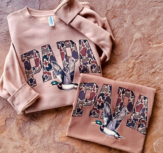Papa Camo Duck Tee/Sweatshirt