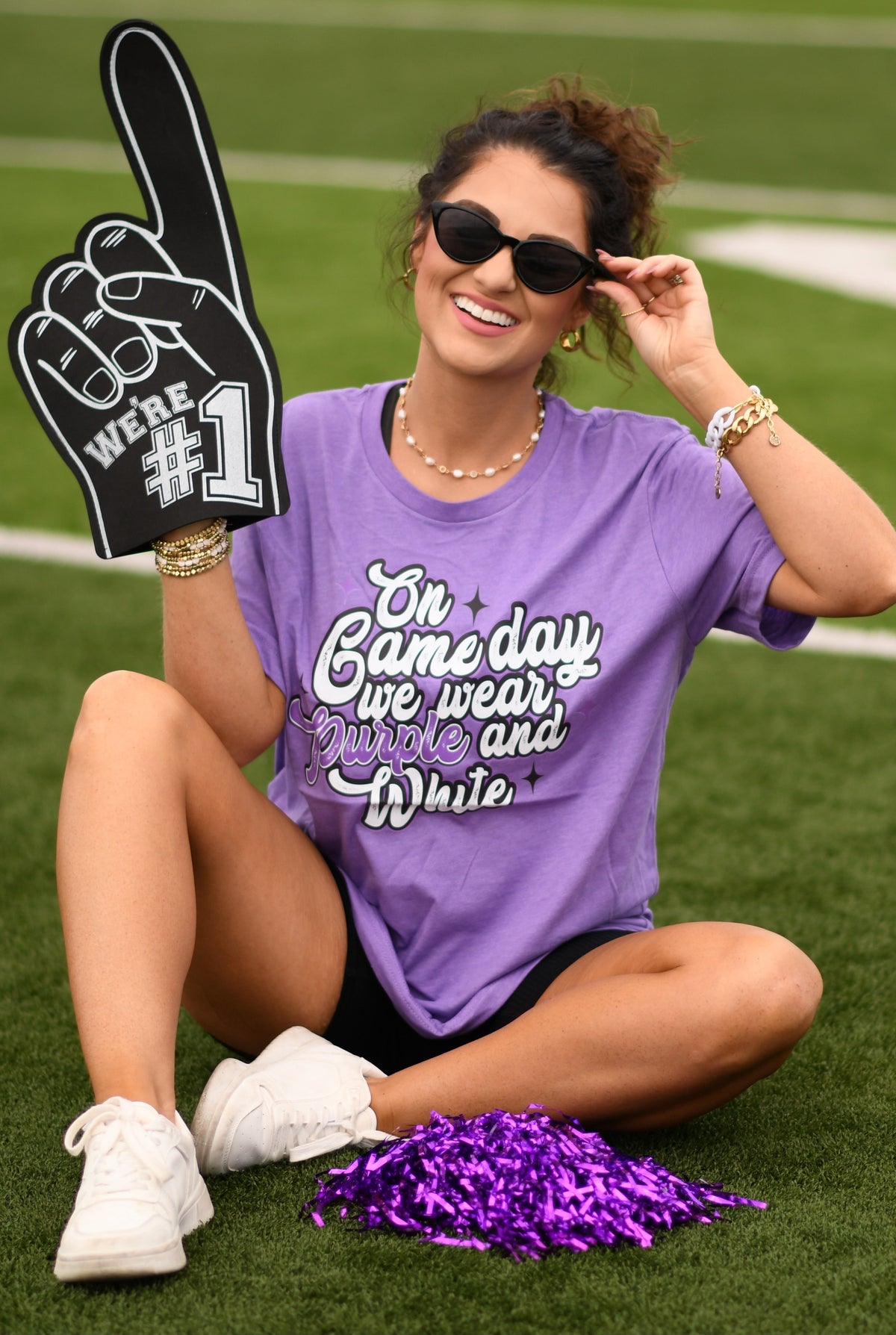 On Game Days We Wear Purple And White Tee