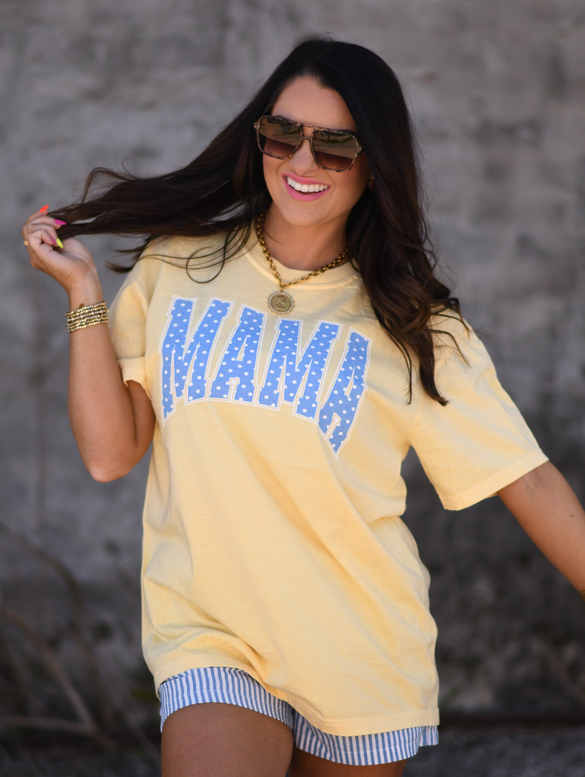 Mama Blue Polka Dots Tee
