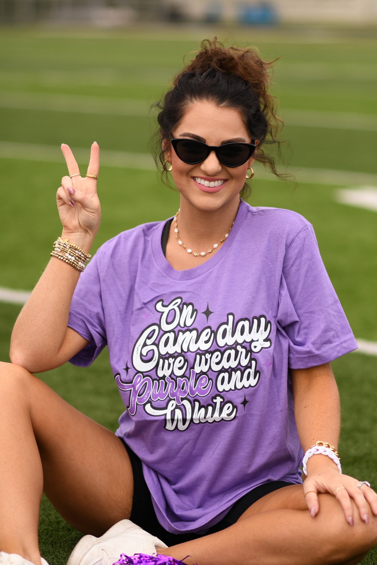 On Game Days We Wear Purple And White Tee