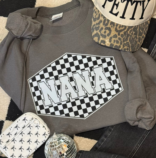 Nana Checkered Tee/Sweatshirt