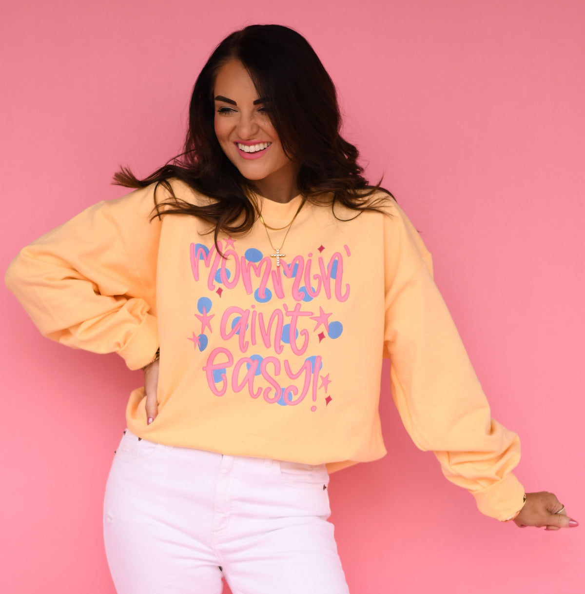 Mommin’ Ain’t Easy Polka Dots Sweatshirt/Tee