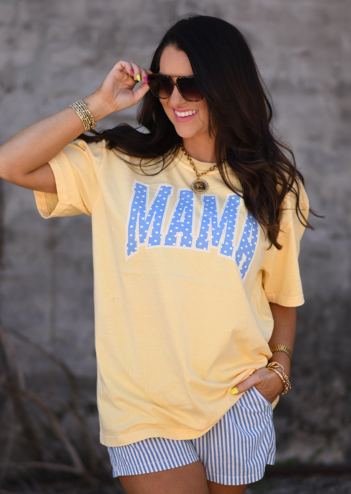 Mama Blue Polka Dots Tee
