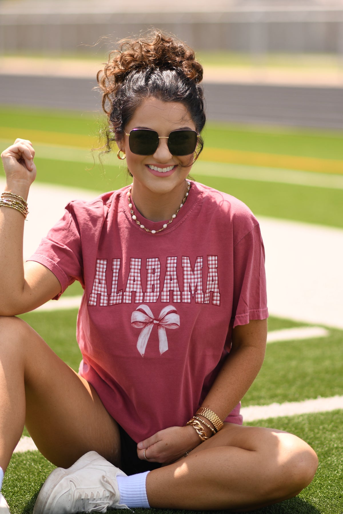 Alabama Gingham Bow Tee
