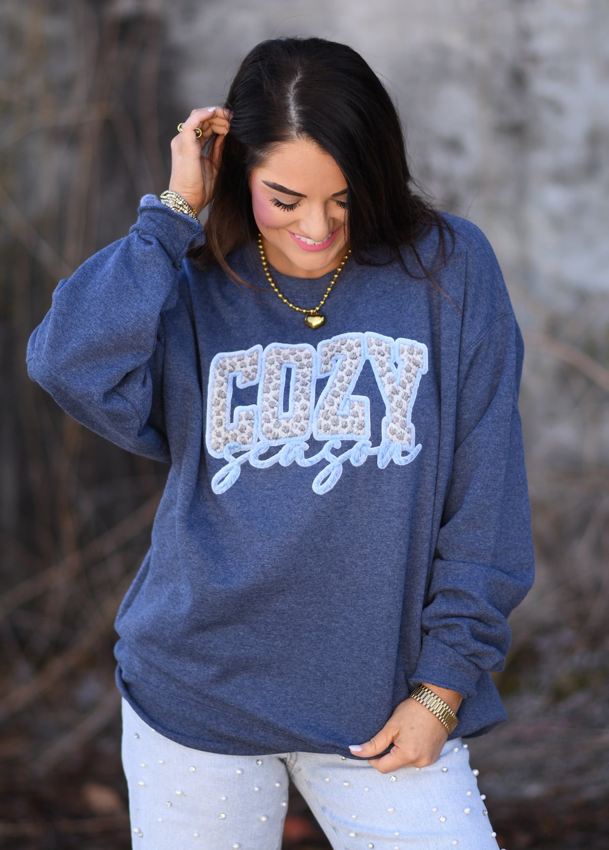 Cozy Season Faux Yarn Leopard Sweatshirt