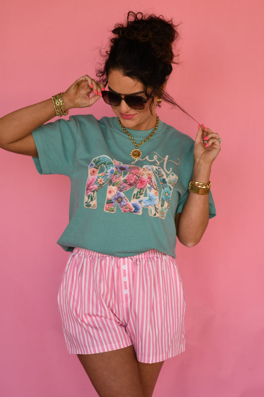 Just Pray Floral Rope Tee