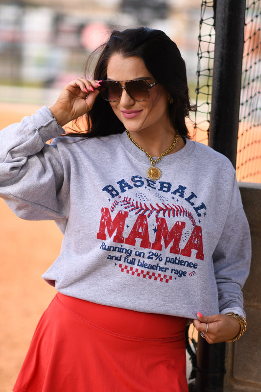 Baseball Mama Running On 2% Patience And Bleacher Rage Tee/Sweatshirt