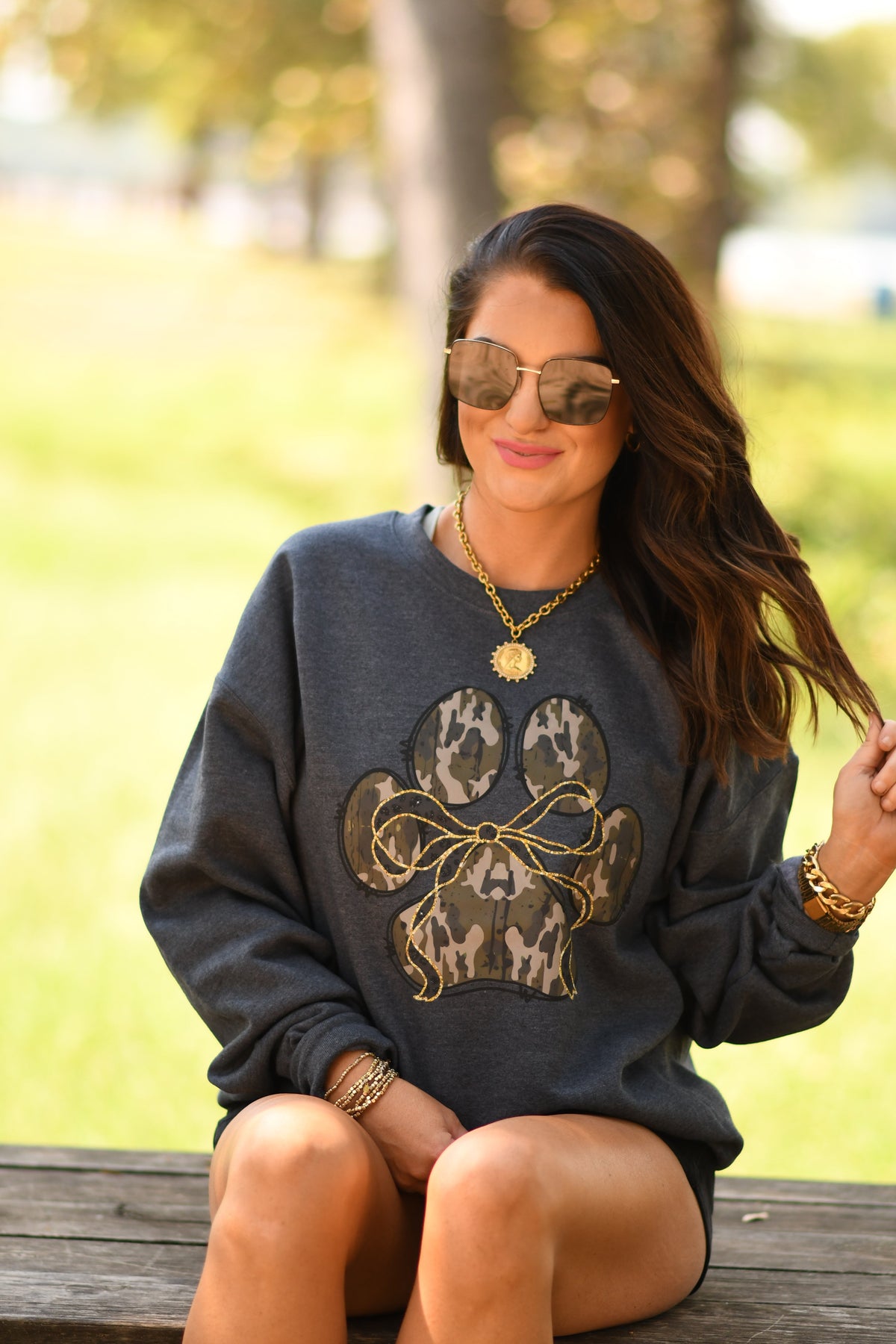 Camo Paw Print Sweatshirt / Tee