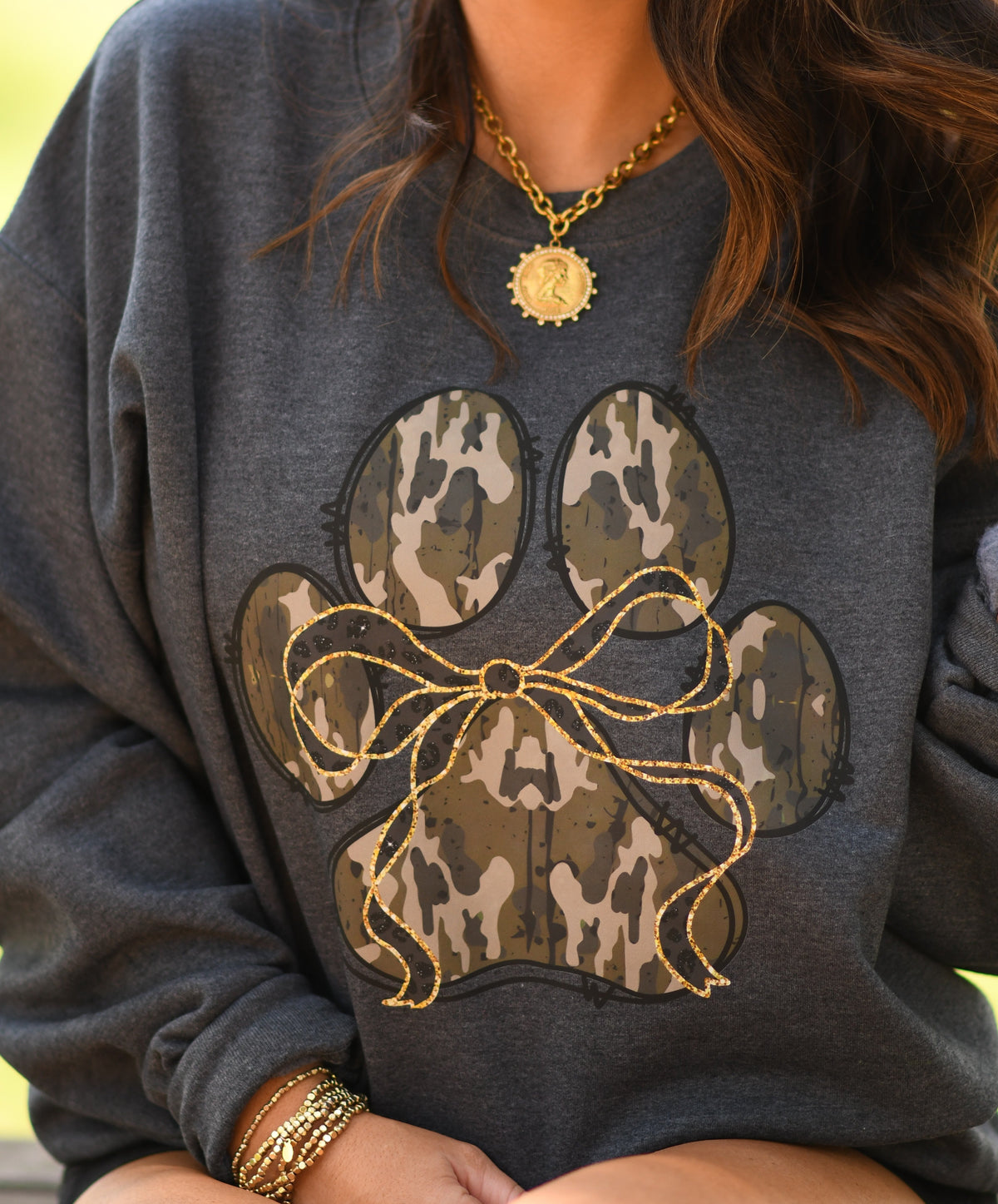Camo Paw Print Sweatshirt / Tee