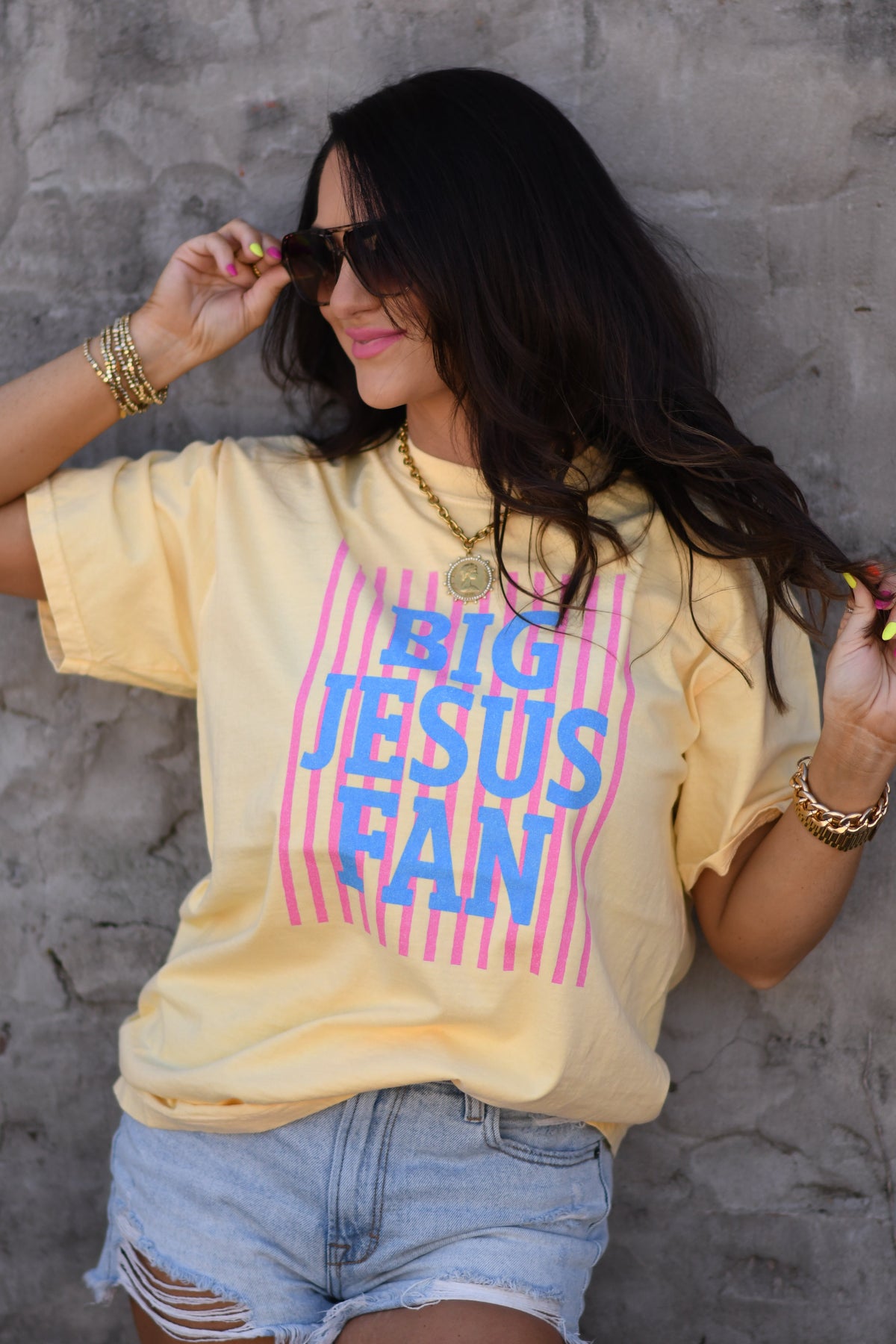 Big Jesus Fan Stripes Tee