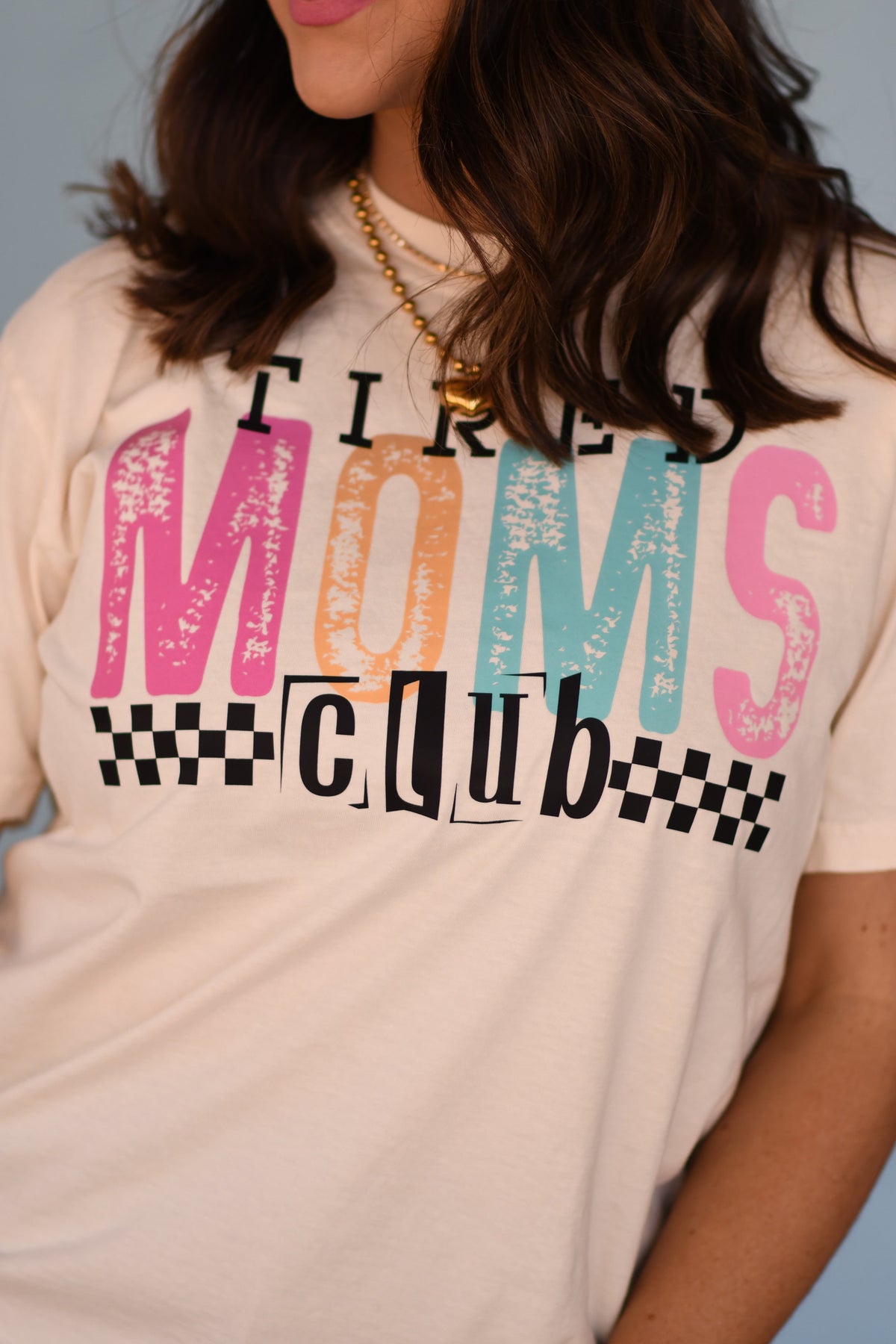 Tired Moms Club Checkered Tee