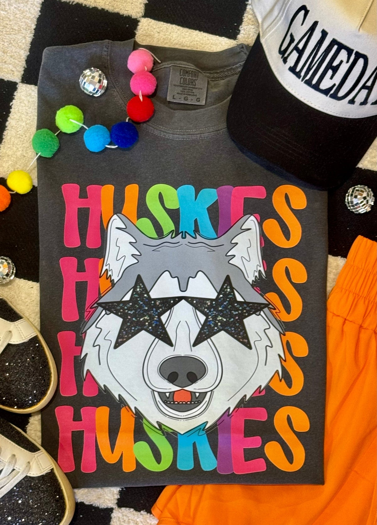 Huskies Neon Mascot Tee
