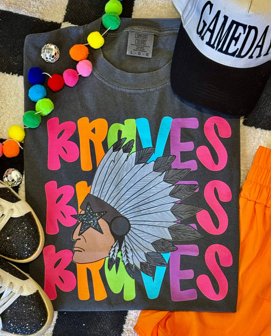 Braves Neon Mascot Tee