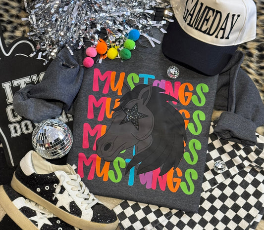 Mustangs Neon Mascot Sweatshirt