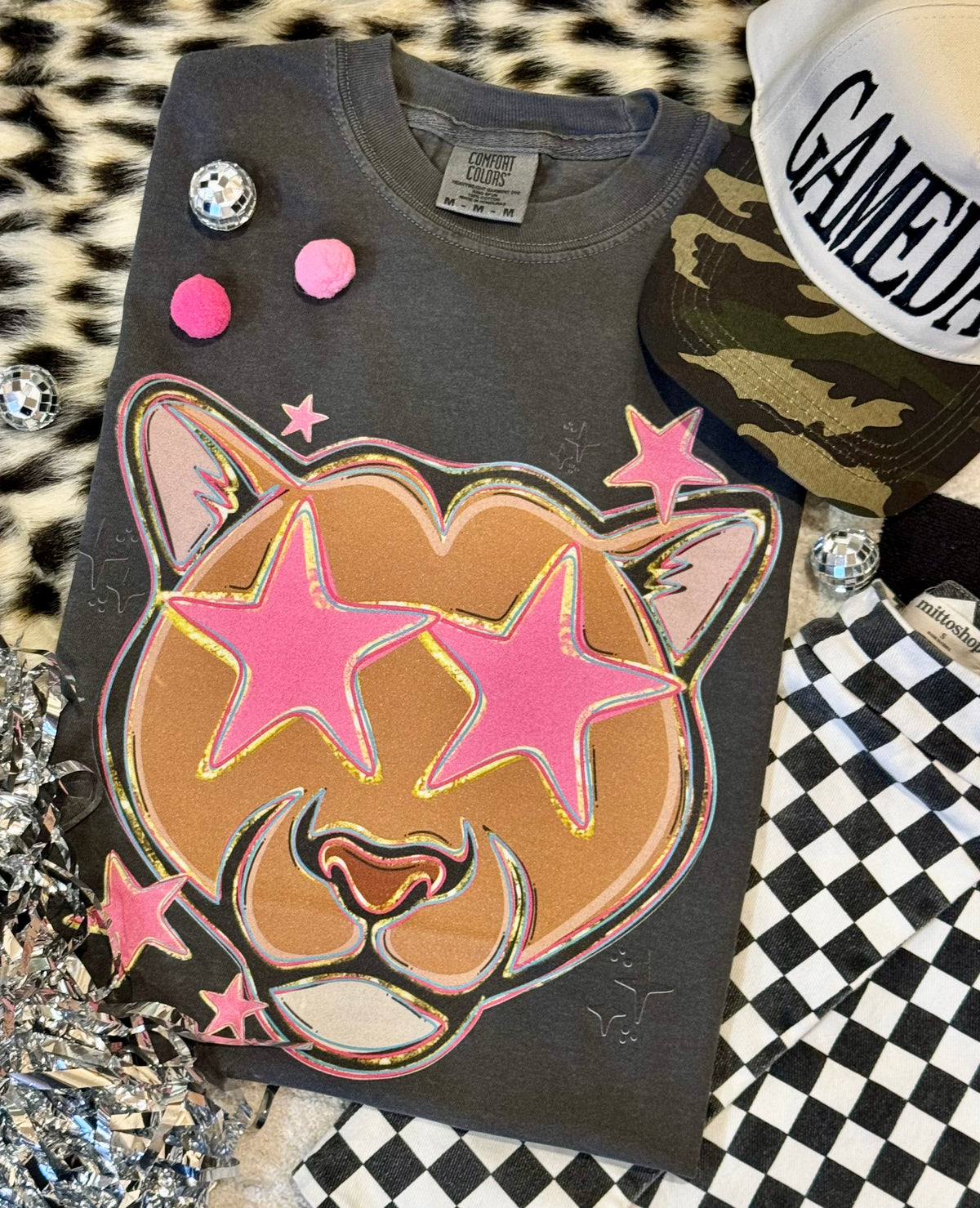 Cougars Pink Star Mascot Tee