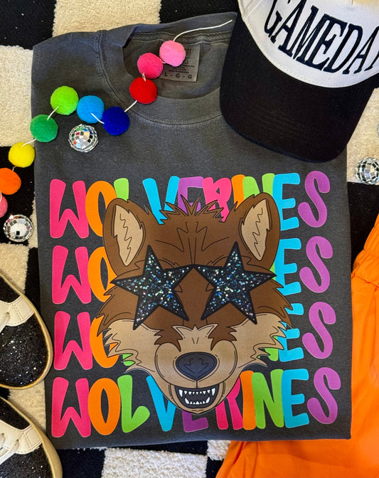Wolverines Neon Mascot Tee