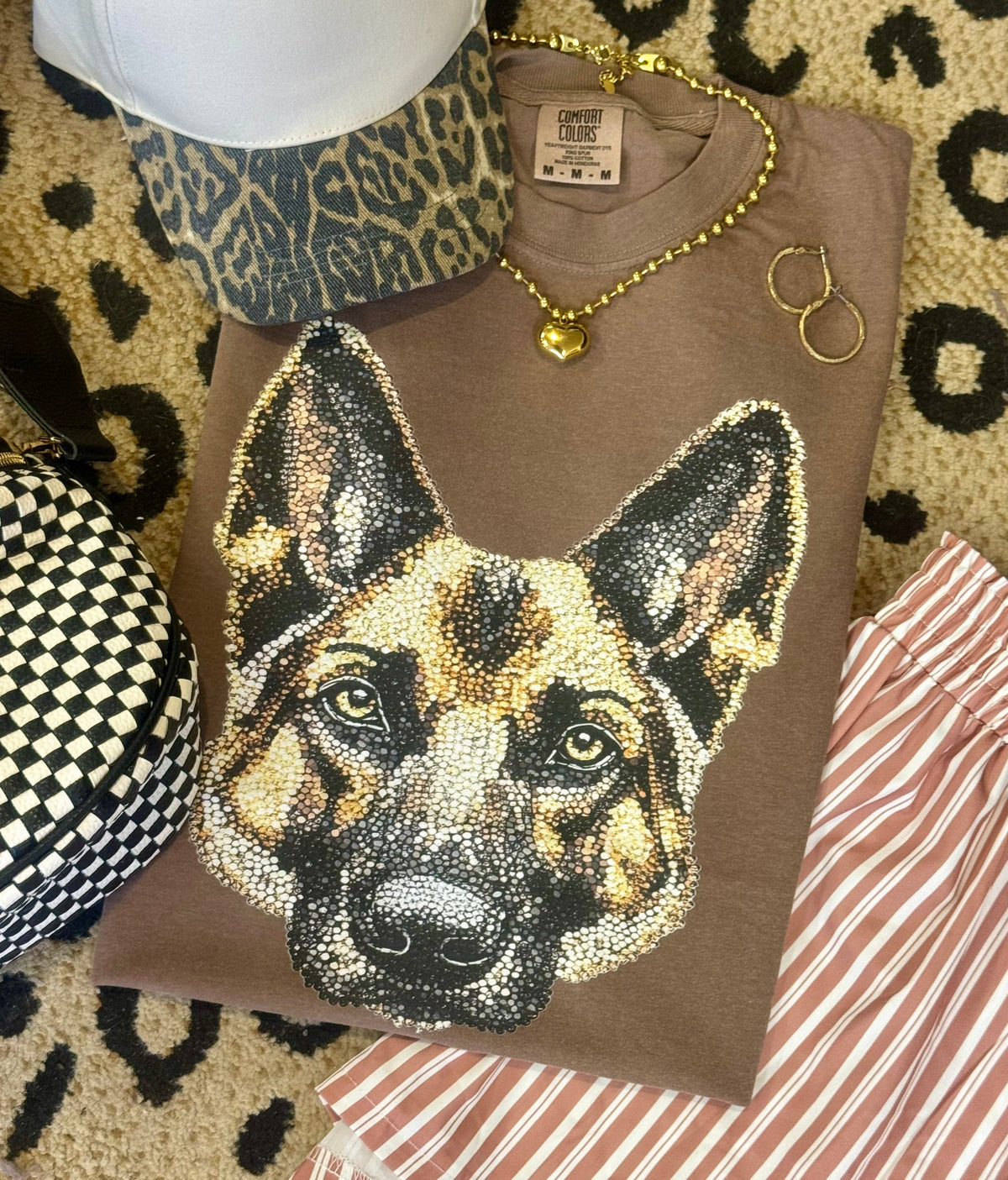 German Shepherd Faux Rhinestone Dog Tee