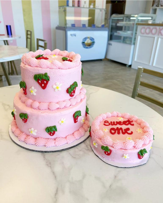 2 tier cake with matching smash cake